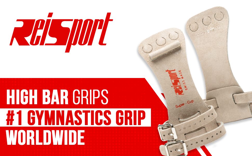 Reisport Men's High Bar Grips, Double Buckle, Gymnastic Grips, and Boys