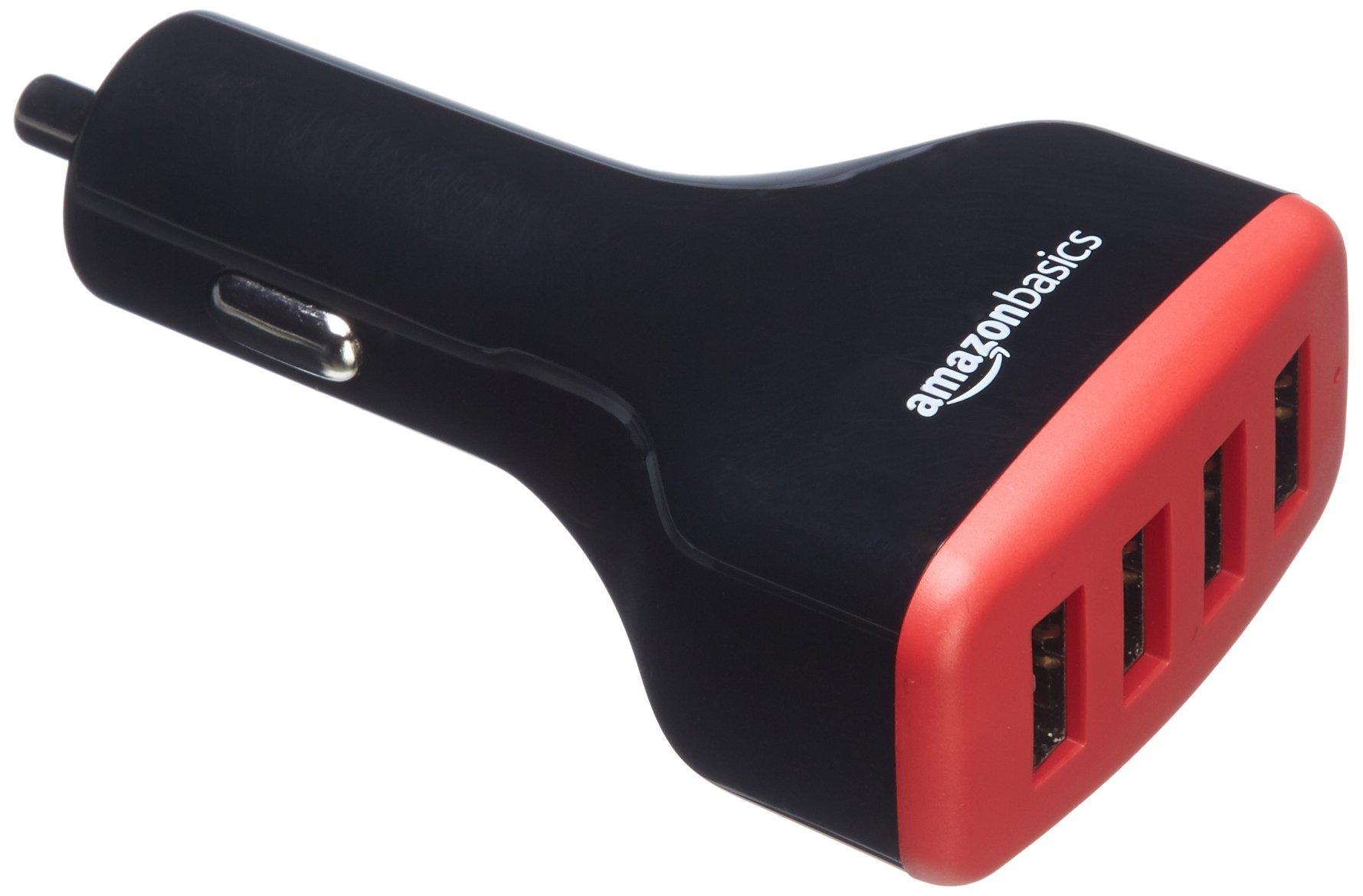 AmazonBasics Chargeur 4 ports USB de voiture pour appareils Apple et