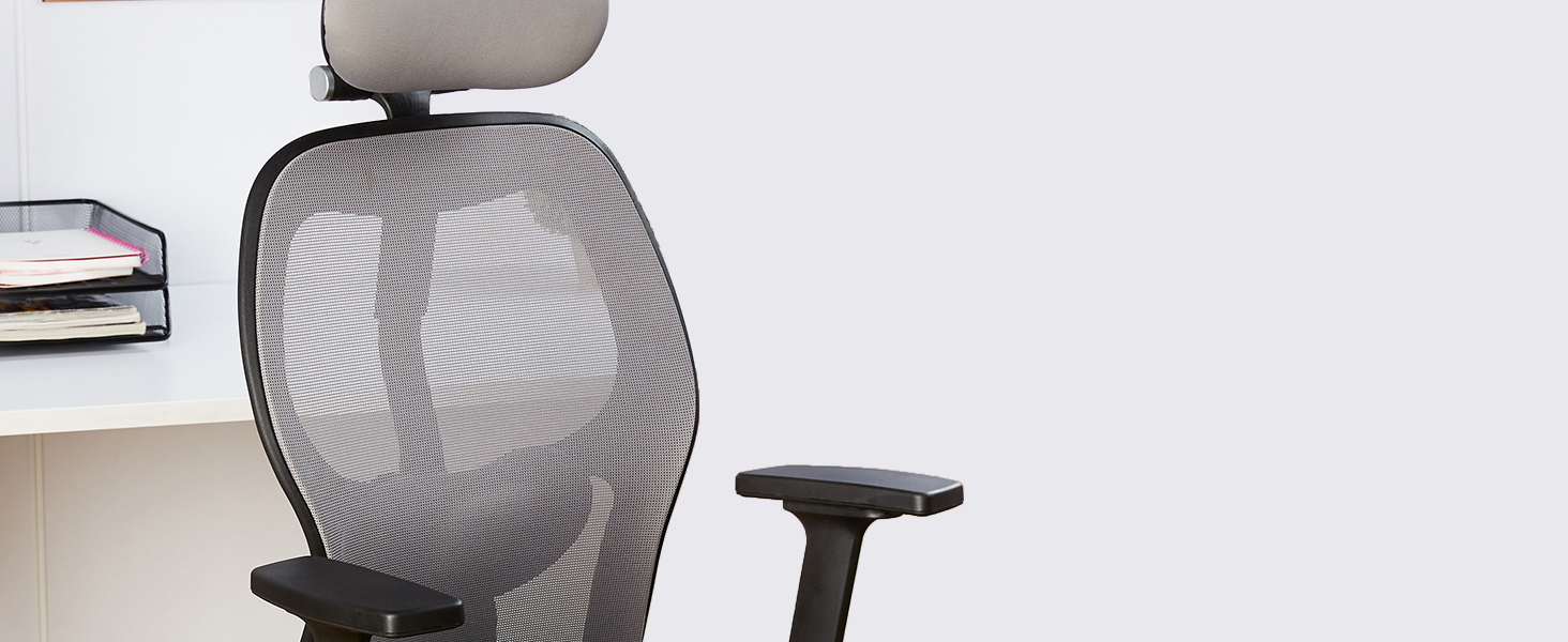 Amazon Brand Solimo Trogir High Back Mesh Office Chair (Grey & Black