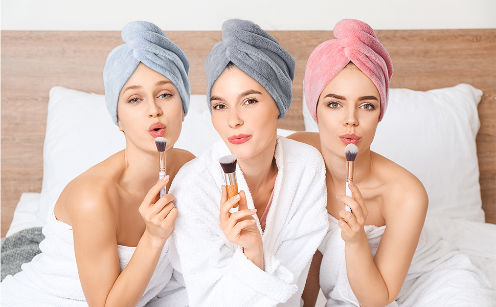 Microfiber Hair Towel,Hicober 3 Packs Hair Turbans for Wet Hair, Drying Hair Wrap Towels