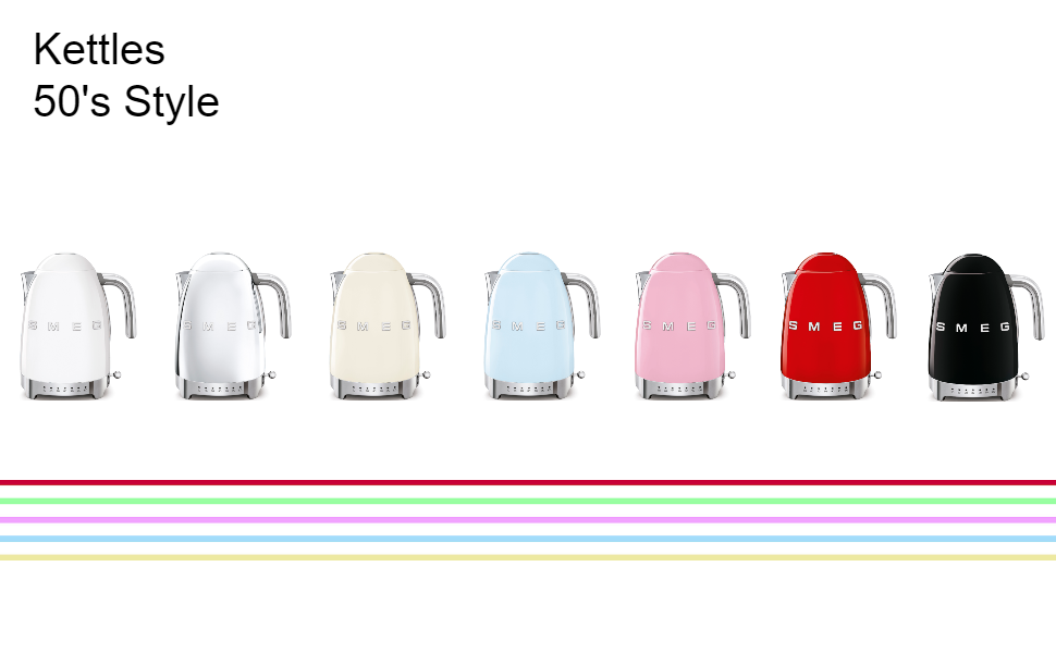 Smeg KLF04BLUK 50's Retro Style Kettle, 7 Temperature Settings, 1.7 L