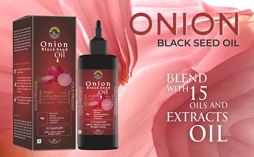 "Holy Natural 250ml Onion Black Seed Hair Oil ColdPressed, Organic