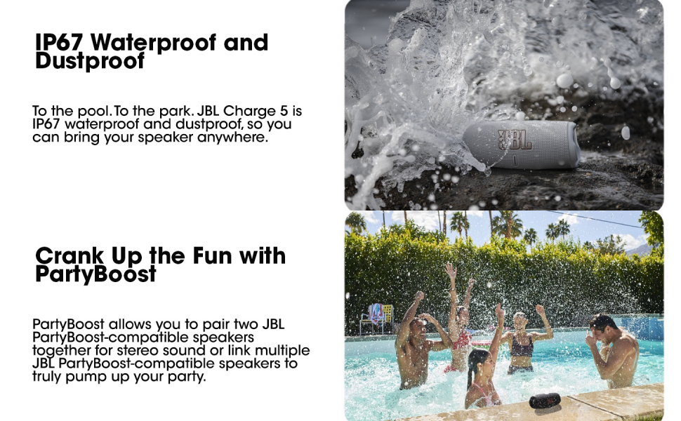 JBL Charge 5 Portable Bluetooth Speaker with deep bass, IP67