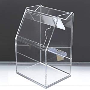 Amazon | 【幅12㎝】アクリルスライド募金箱 鍵付 (クリア POP付