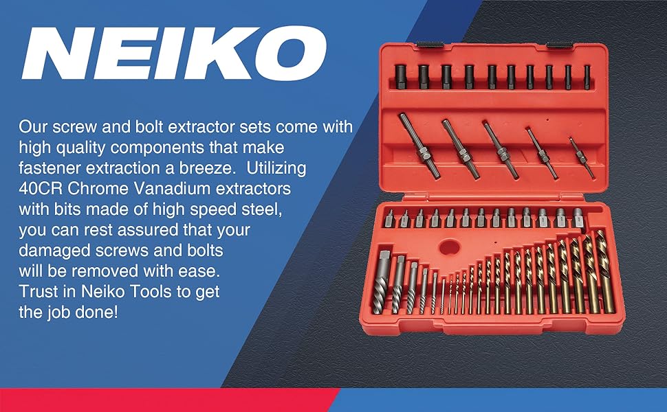 NEIKO 04206A ScrewExtractor Set, Broken Bolt Remover, Multispline and