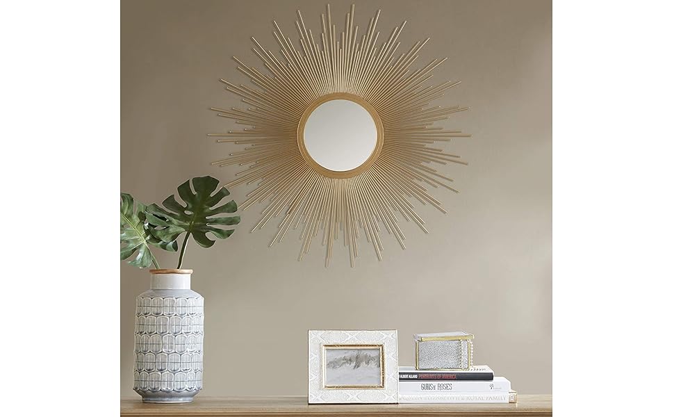 新品 壁掛けMadison Park マディソンパーク サンバーストミラー Amazon.com: Madison Park Wall Décor Fiore Metal Sunburst