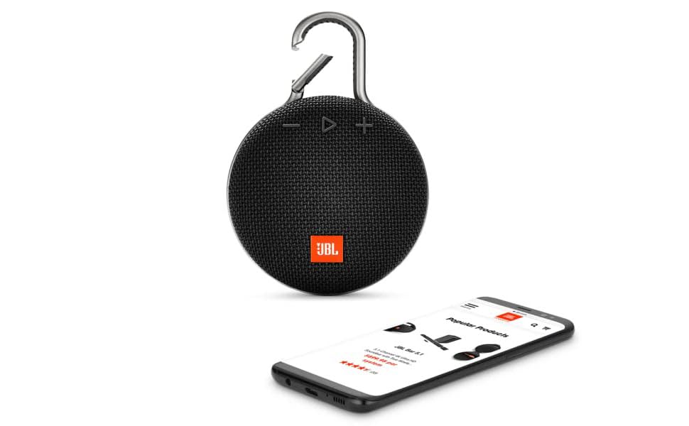 JBL Clip 3 Portable Waterproof Wireless Bluetooth Speaker - Stone Gray, JBLclip3Gry