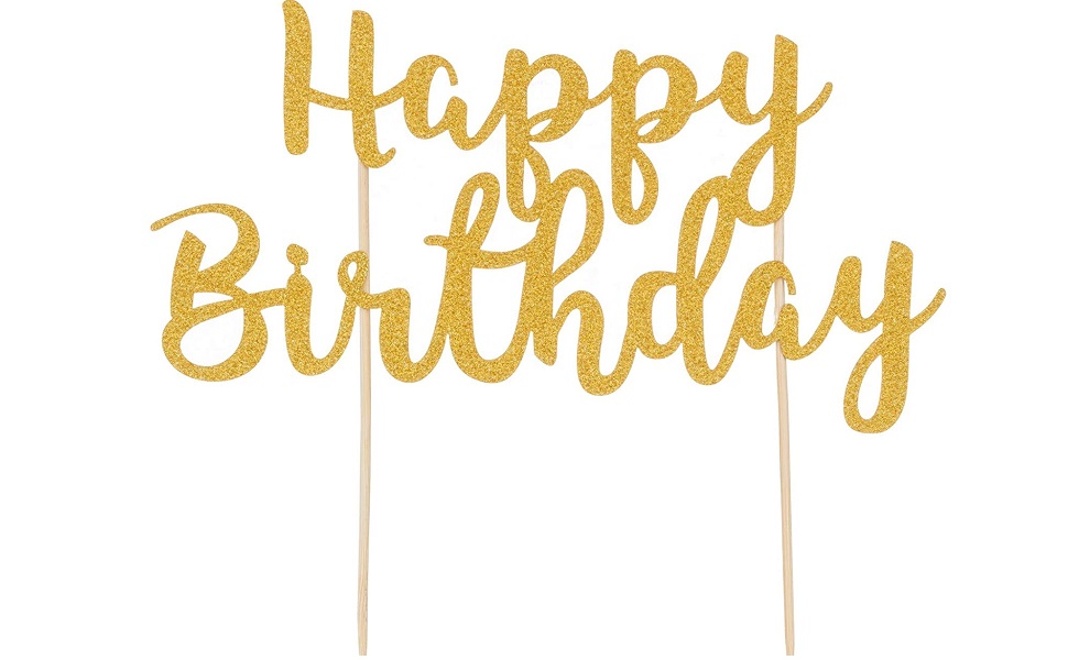 Mason Cash 30 x 21 Centimetre Happy Birthday Glitter Cake Topper, Gold