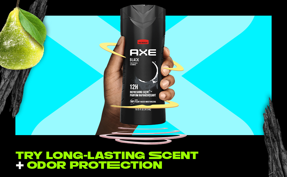 AXE Body Wash 12h Refreshing Scent Cleanser Black Frozen Pear