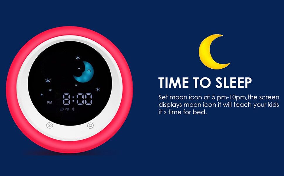 Time to Wake Alarm Clock for Kids, Children's Sleep Trainer, Kids Wake Up Light, Sleep Sound