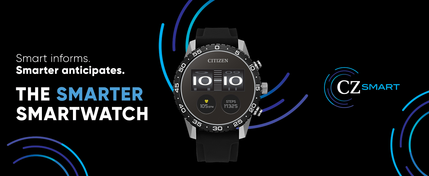 Citizen CZ Smart 44MM Silver Stainless Steel Sport Smartwatch with YouQ