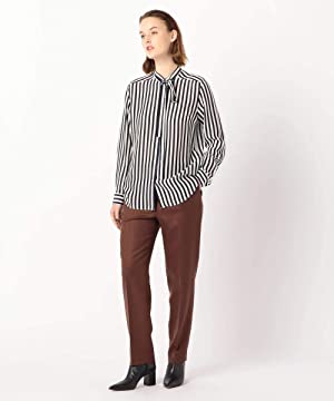 美品♡トゥモローランド　ワイドストライプボウタイブラウス　シルク混　ネイビー Amazon | [トゥモローランド コレクション] ワイドストライプ