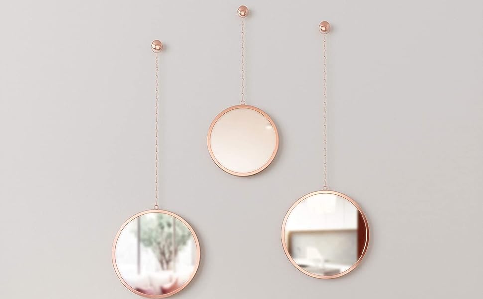 Umbra Dima Mirrors, Set of 3, Trio of Decorative Mirrors for Wall