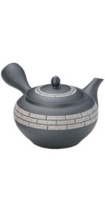 Amazon.co.jp: 常滑焼3-344瑞仙 40号黒丸レンガ帯アミ急須 AM