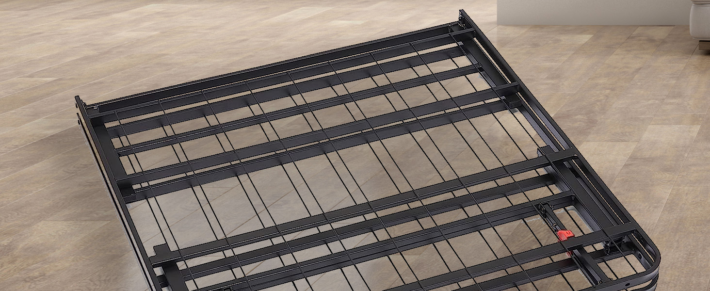 Amazon Basics Platform Foldable Steel Bed Frame, Black, Single Powder