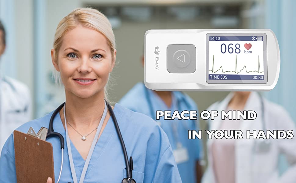 EMAY Bluetooth Portable ECG/EKG Monitor (for iPhone & Android, Mac