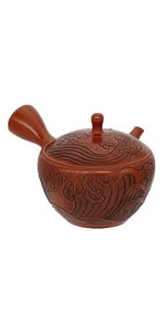 温故焼 温故 双獅子耳 宝瓶 暗香浮動　朱泥彫 茶器 茶道具 楽天市場】朱泥壺型鍔付宝瓶 「かぶせ茶」付き ほうひん 泡瓶 石