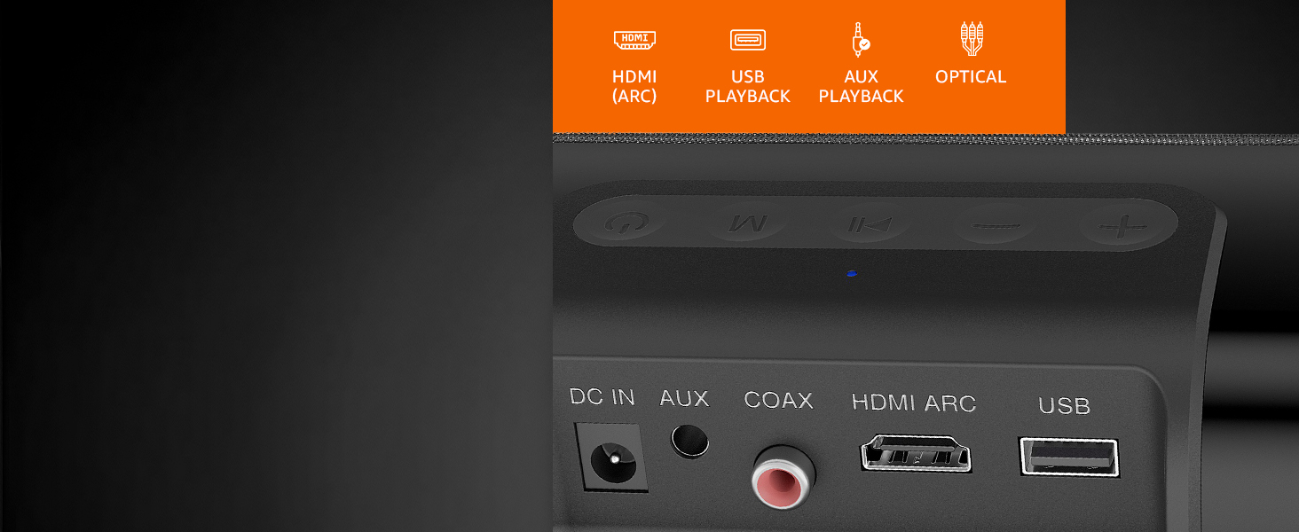 amazon basics Soundbar with 60W RMS Sound, 2.0 Channel, Multi