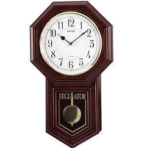 リズム★未使用★モダンライフM05★クオーツ振子時計★壁掛け★薄茶半艶仕上（白） リズム☆未使用☆モダンライフM05☆クオーツ振子時計☆壁掛け☆薄茶