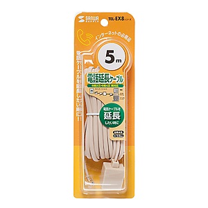 Amazon | サンワサプライ 電話延長ケーブル 5m TEL-EX8-5K2