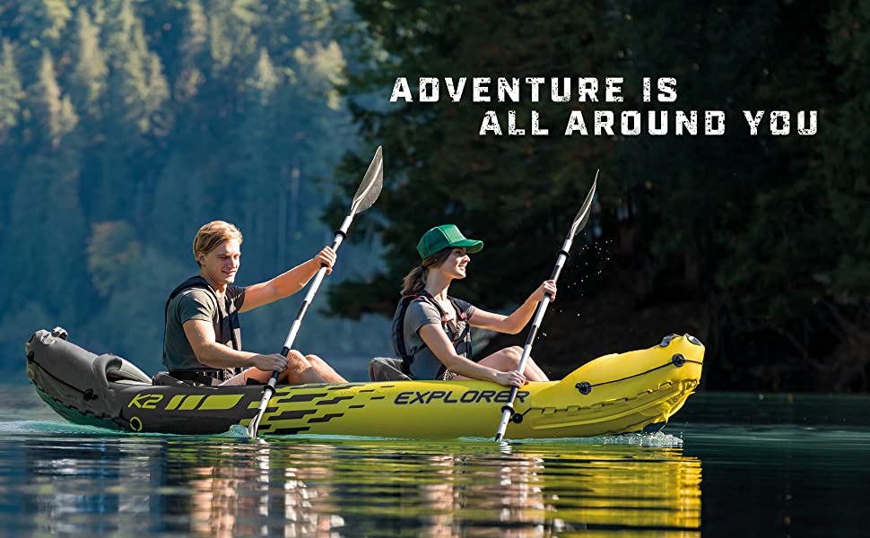 INTEX Explorer K2 Inflatable Kayak Set with Aluminum Oars and High