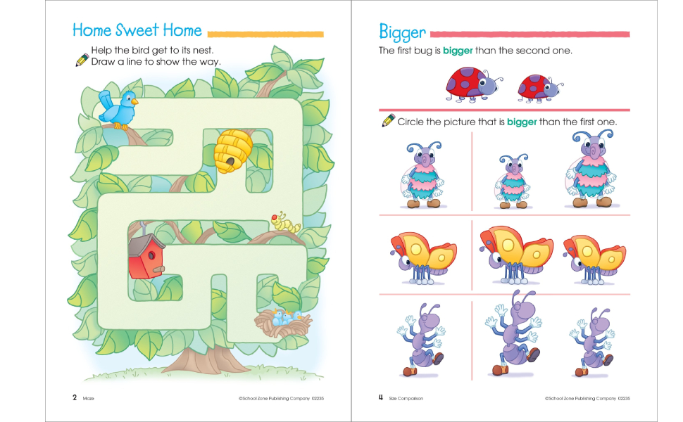 School Zone Preschool Basics Workbook 64 Pages, Ages 3 to 5, Colors