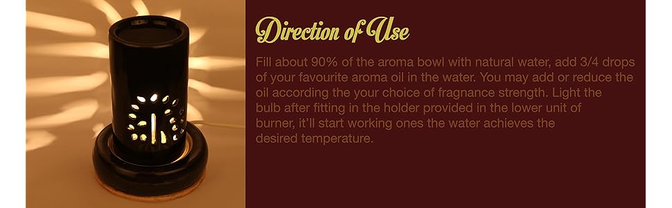 Diwali Sale Pure Source India Clay Ceramic Round Electric Aroma Diffuser With 10 Ml Relaxing Aroma Oil (Black)