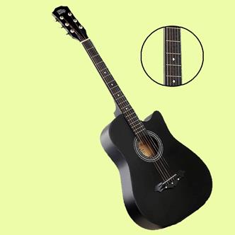 Intern Right hand Acoustic Guitar Kit, With Bag, Strings, Pick, Strap and String Winder (Black, 38 Inch)