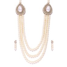 Zaveri Pearls Grand Moti Rani haar Necklace Set For Women (White) (ZPFK4137)