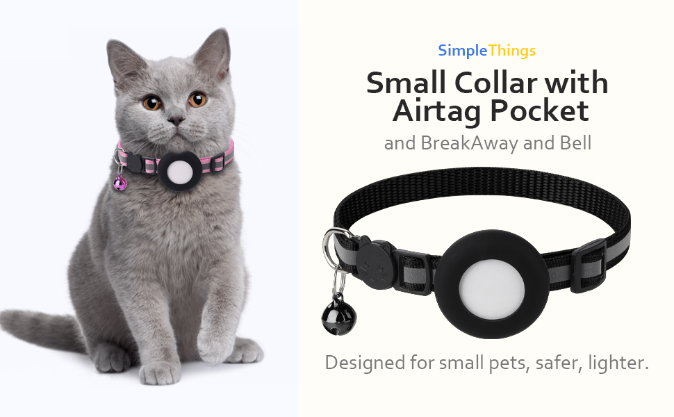 Airtag Cat Collar, Air tag Cat Collar with Bell and Safety Buckle in 3/