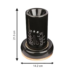Diwali Sale Pure Source India Clay Ceramic Round Electric Aroma Diffuser With 10 Ml Relaxing Aroma Oil (Black)