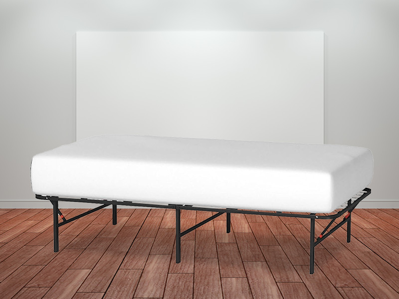 Amazon Basics Platform Foldable Steel Bed Frame, Black, Single Powder