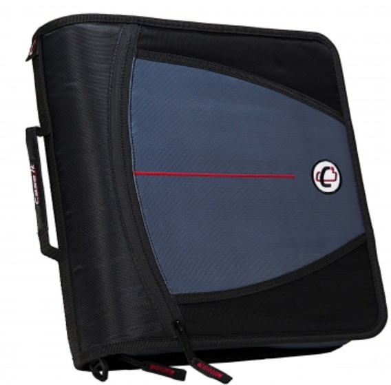 Caseit Mighty Zip Tab 3Inch Zipper Binder, Black, D146