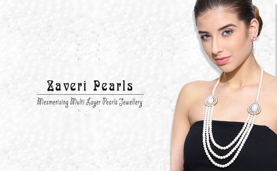 Zaveri Pearls Grand Moti Rani haar Necklace Set For Women (White) (ZPFK4137)