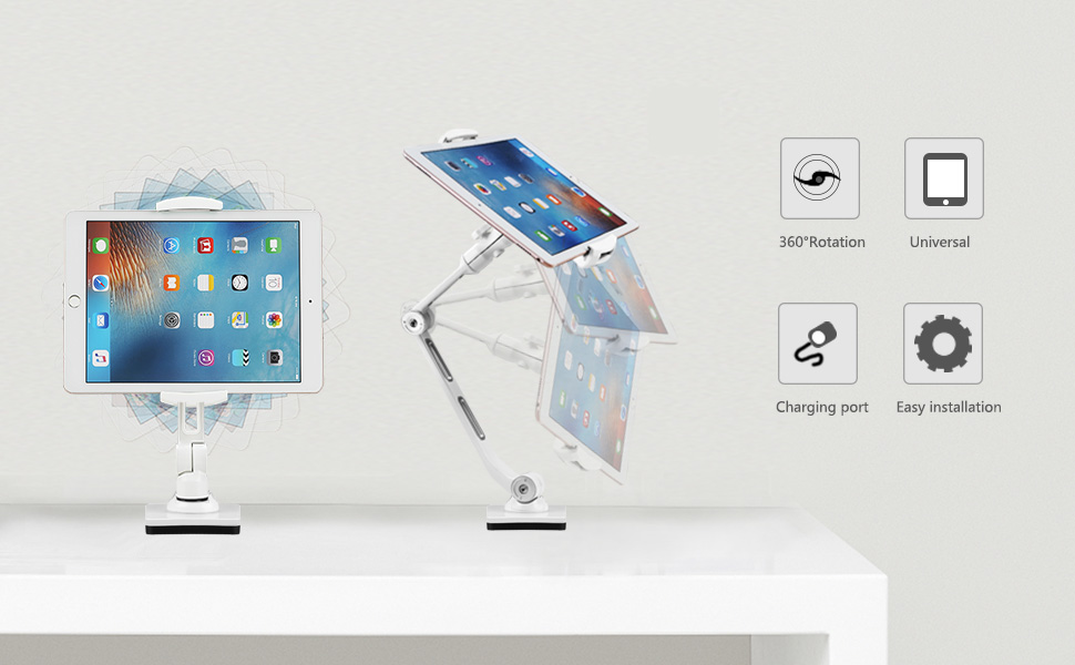 suptek Tablet Stand Long Arm Adjustable Tablet Holder for Desk Bed