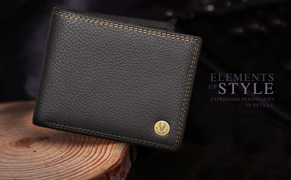 WildHorn RFID Protected Genuine Leather Wallet for Men(BLACK)