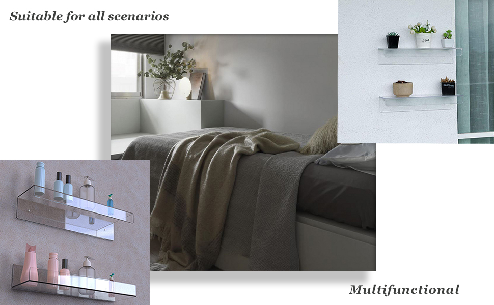 Acrylic Invisible Floating Bookshelf 15 InchPack of 6 transparent