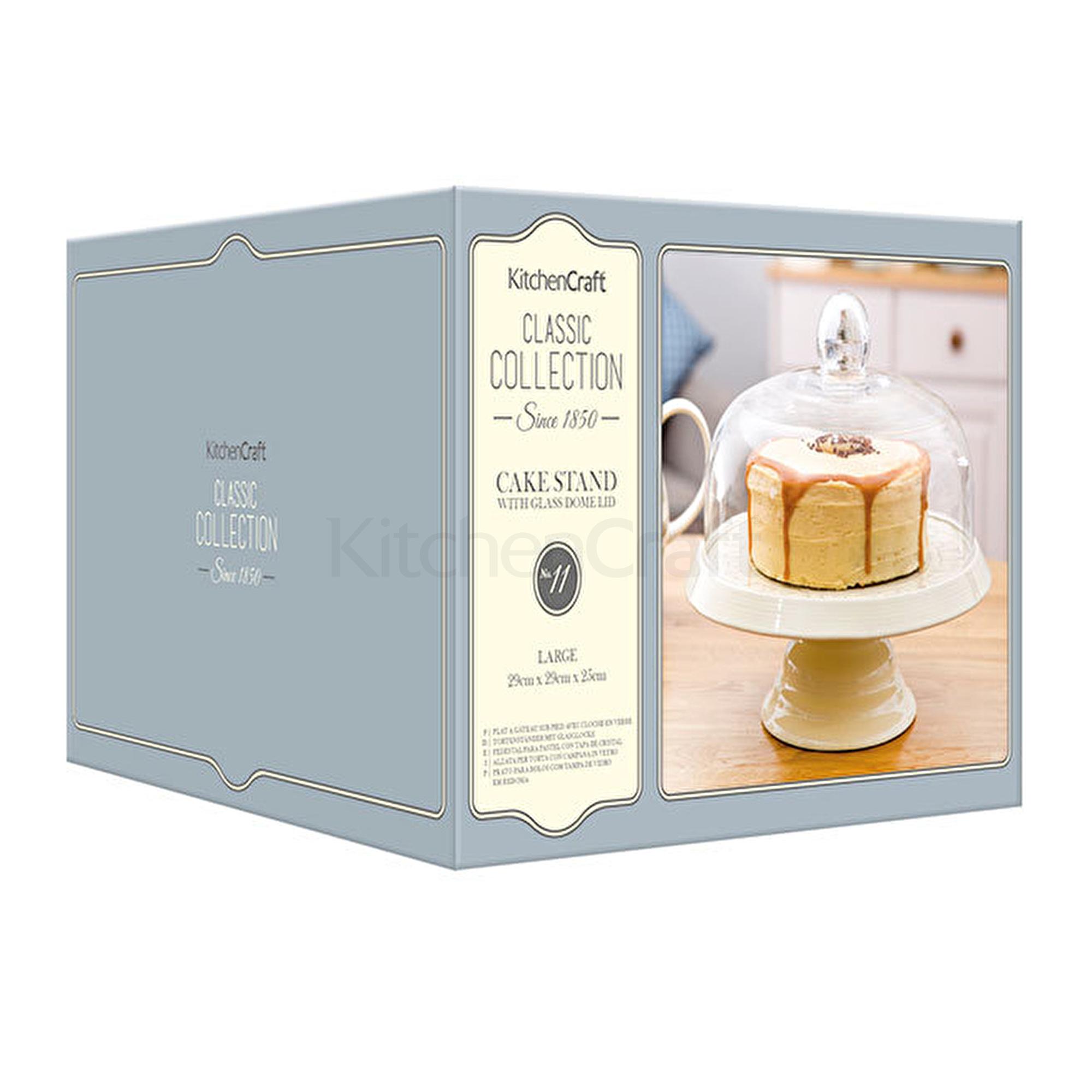 KitchenCraft Classic Collection 29 cm Ceramic Cake Stand with Glass
