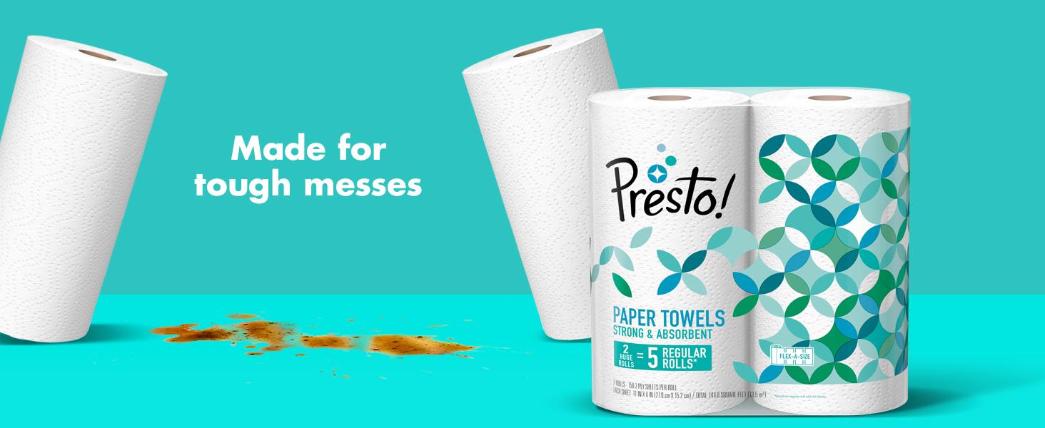 Amazon Brand Presto! FlexaSize Paper Towels, 158Sheet Huge Roll, 6