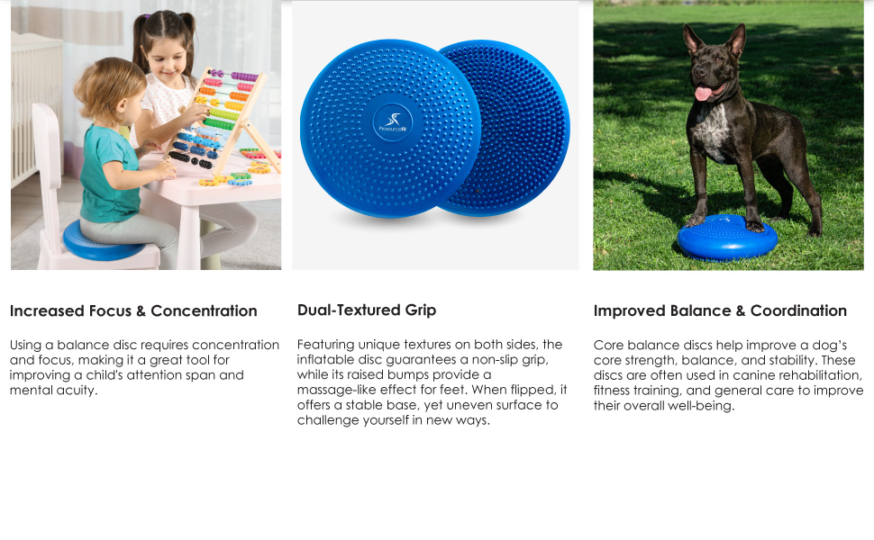 ProsourceFit Core Balance Disc Trainer, 14” Diameter with Pump for