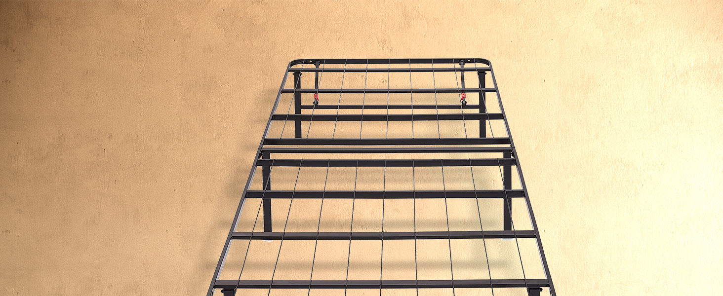 Amazon Basics Platform Foldable Steel Bed Frame, Black, Single Powder