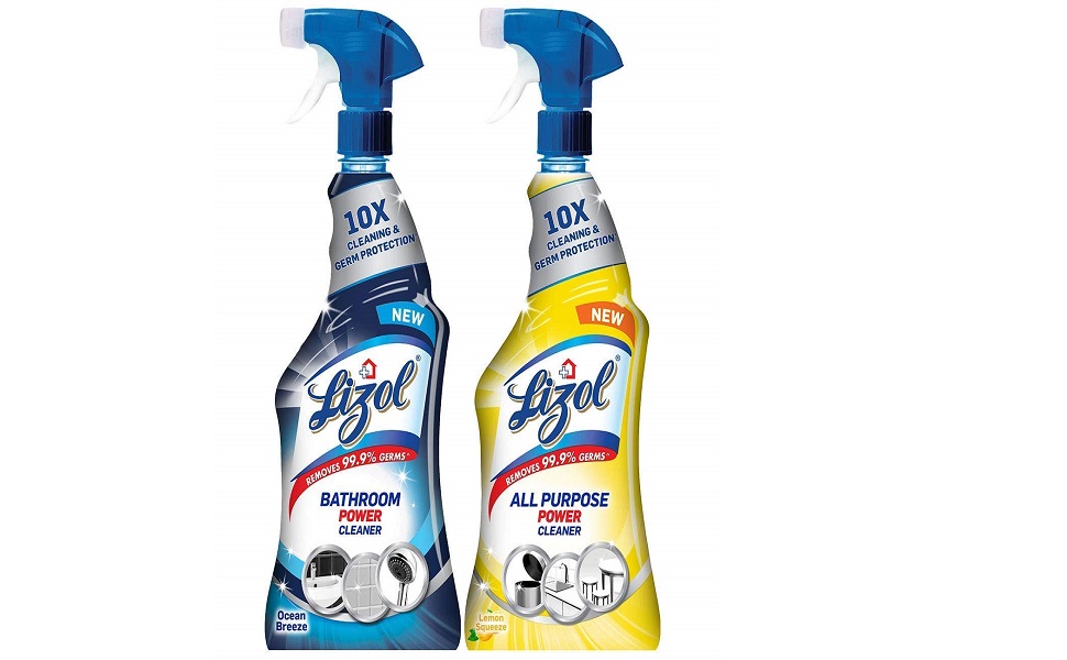 Lizol Bathroom Power Cleaner Liquid Spray 450 ml + All Purpose Liquid Spray 450 ml Removes
