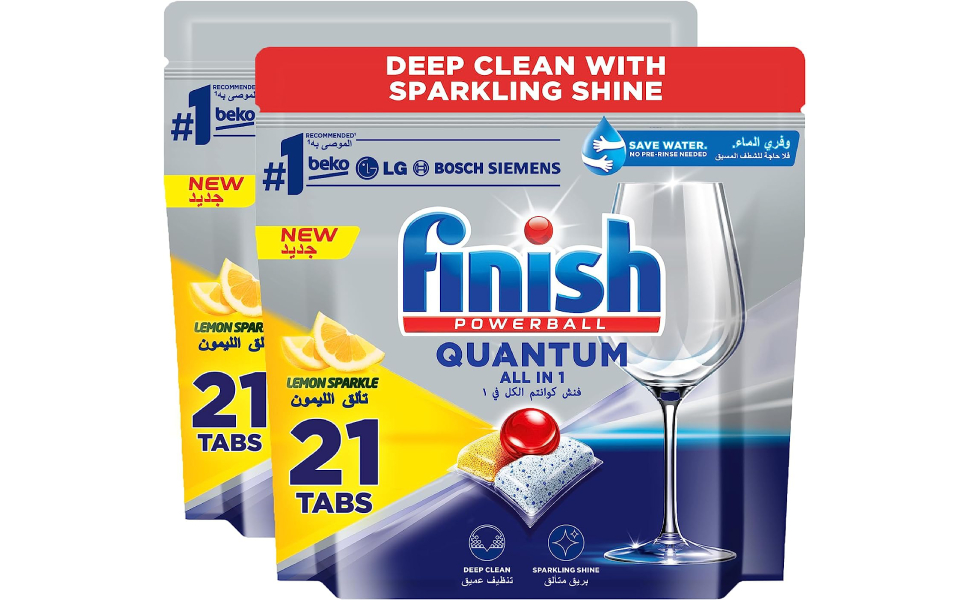 Finish Powerball Quantum Dishwasher Detergent All in One Tablets for