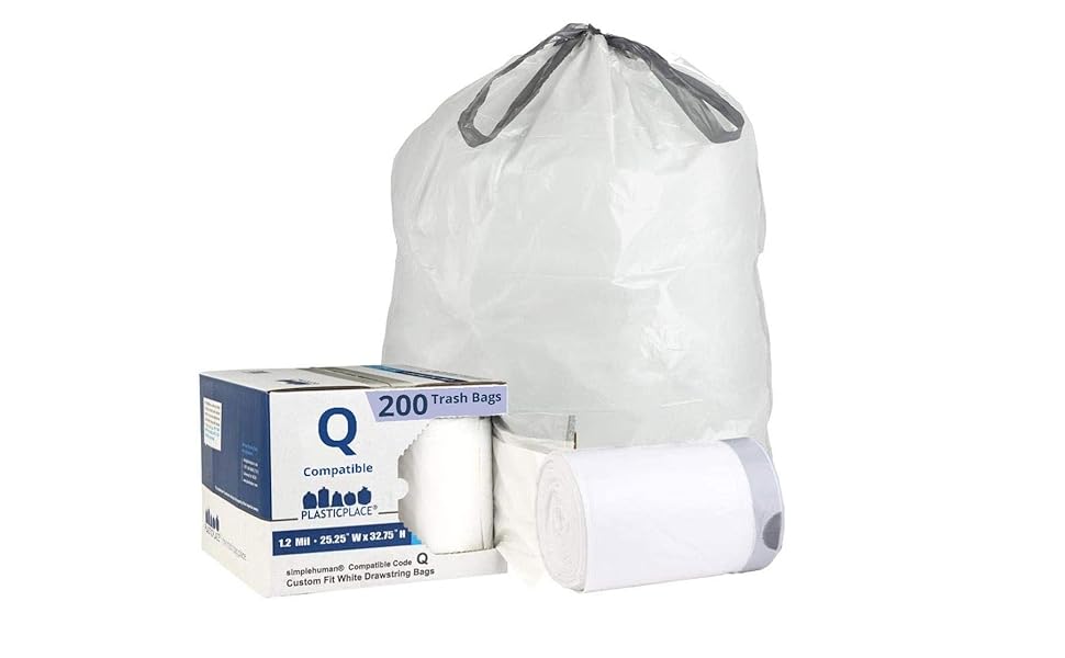 Plasticplace Custom Fit Trash Bags │ Simplehuman Code Q Compatible (200
