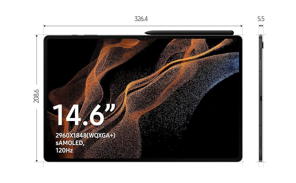 Samsung Galaxy Tab S8 Ultra Android Tablet, 14.6" LCD Screen, 128GB