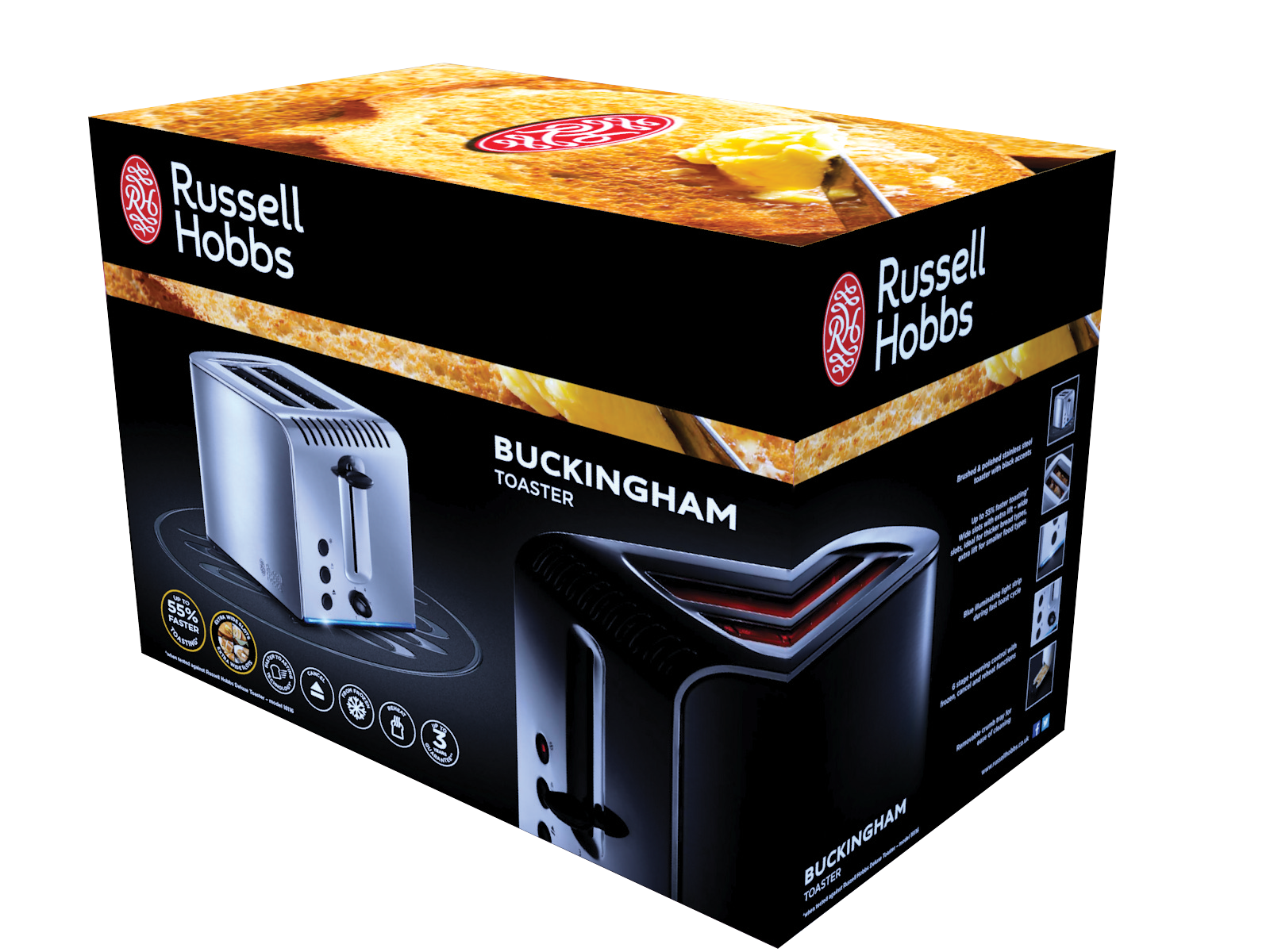 Russell Hobbs Buckingham 2Slice Toaster 20740 Brushed Stainless