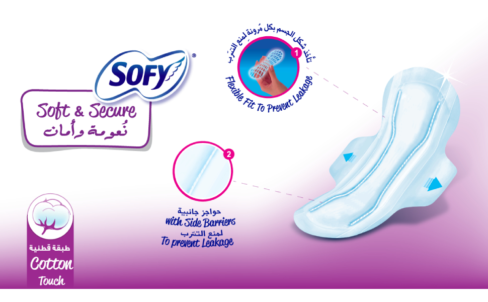 SOFY Soft & Secure, Slim, Large 29 cm, Sanitary Pads with Wings, Pack