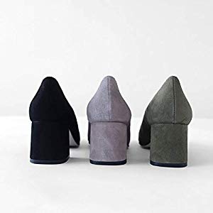 [レメ] Vカット スエード チャンキーヒールパンプス 6433 ANTE (レディース)