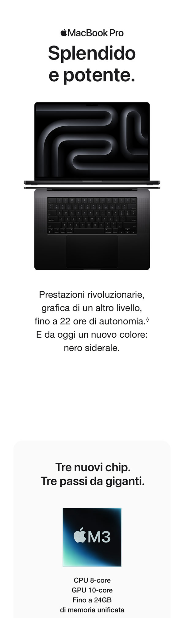 Apple 2023 Portatile MacBook Pro con chip M3, CPU 8 core