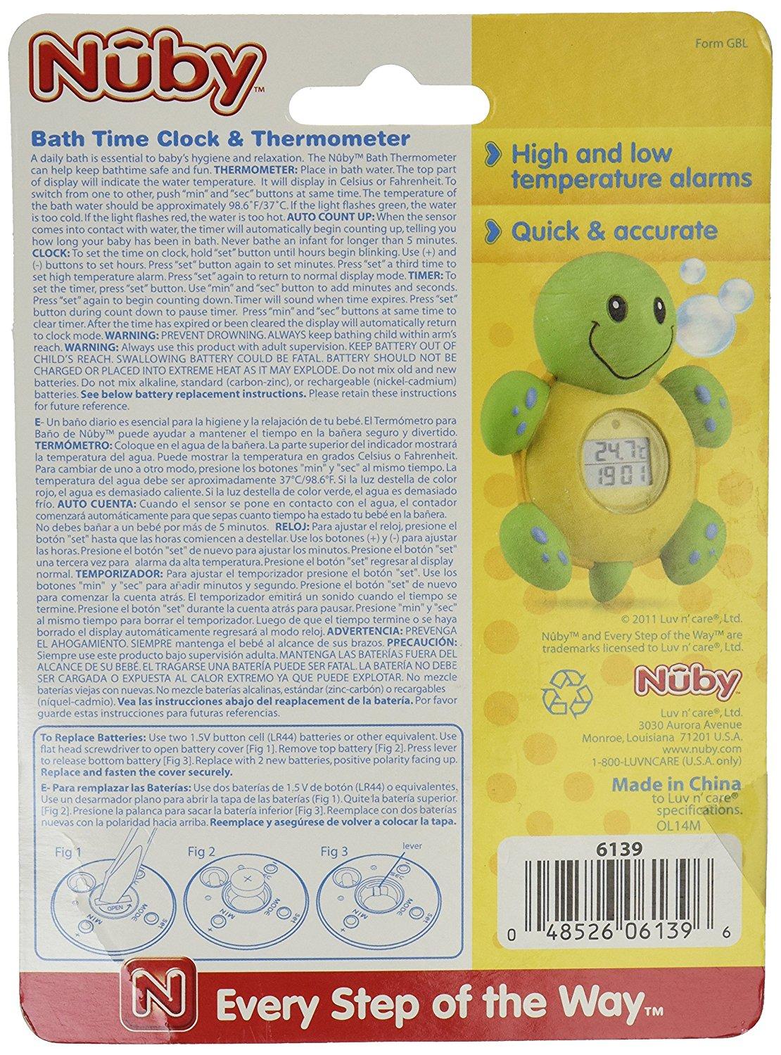 Nuby Bath Thermometer and Clock, Turtle Amazon.co.uk Baby